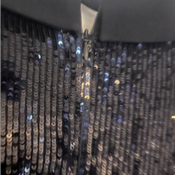 Express All Sequin Bling Padded Shoulder Taper Jumpsuit - Picture 4 of 5